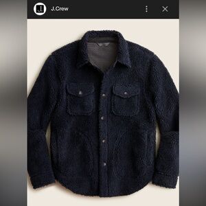 NWT MENS L JCREW NORDIC SHERPA BUTTON DOWN NAVY BLUE